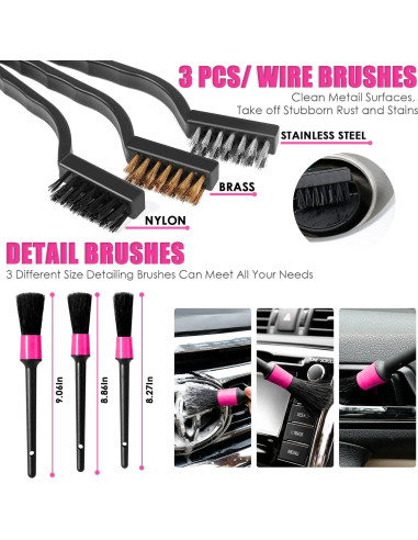 Kit de Detallado de Autos Viewsun 20PCS Rosa Completo