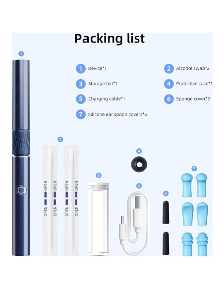 Cámara de oído Qimic S8 HD 1080P con pinzas y luz