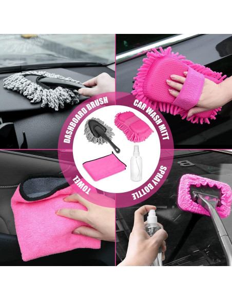 Kit de Detallado de Autos Viewsun 20PCS Rosa Completo