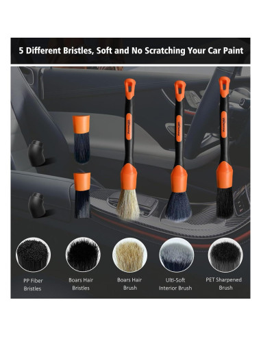 Juego de Cepillos para Detallar Autos YeewayVeh 5 Piezas