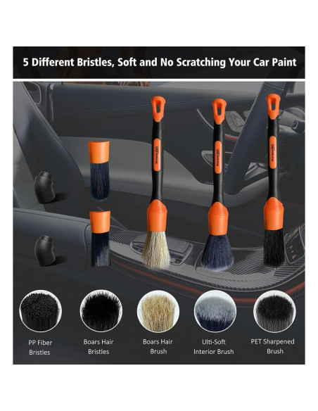 Juego de Cepillos para Detallar Autos YeewayVeh 5 Piezas