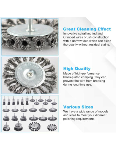 Juego de Cepillos de Alambre Rocaris 28 Piezas para Taladro