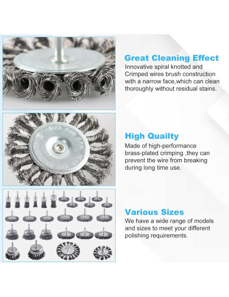 Juego de Cepillos de Alambre Rocaris 28 Piezas para Taladro