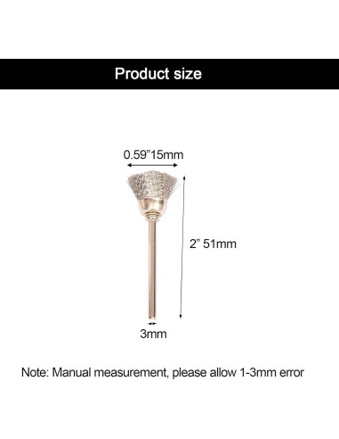 30 Cepillos de Copa Acero Inoxidable Hiqalty 3mm para Pulido