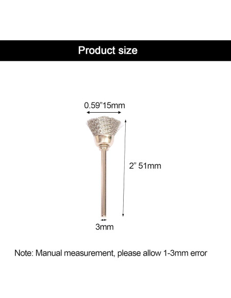 30 Cepillos de Copa Acero Inoxidable Hiqalty 3mm para Pulido