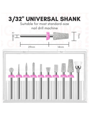 Conjunto de 10 Brocas de Diamante Makartt para Uñas