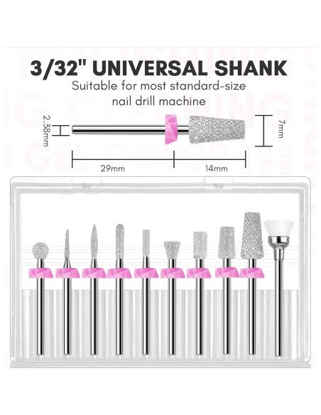 Conjunto de 10 Brocas de Diamante Makartt para Uñas