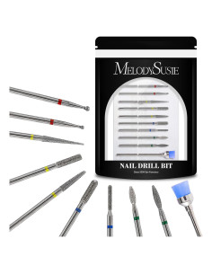 Juego de 10 Brocas para Uñas MelodySusie 3/32" (2,38 cm) Plata
