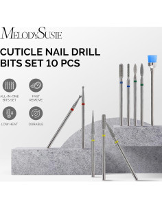 Juego de 10 Brocas para Uñas MelodySusie 3/32" (2,38 cm) Plata 2