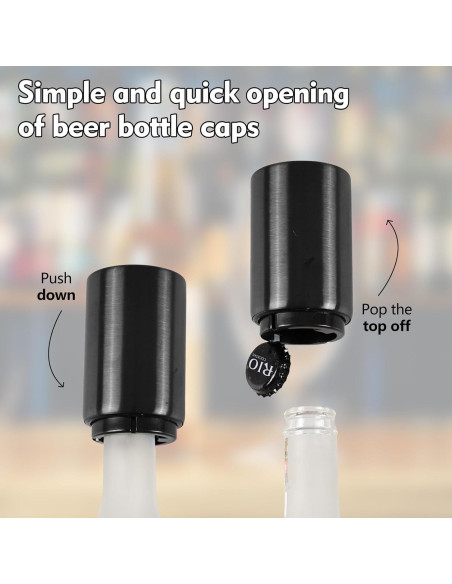 6 Abrebotellas Magnéticos Acero Inoxidable Cinkyou Negro