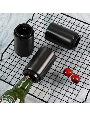 6 Abrebotellas Magnéticos Acero Inoxidable Cinkyou Negro