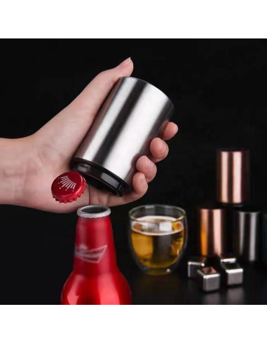 Abrebotellas Automático SAMADEX de Acero Inoxidable Rojo