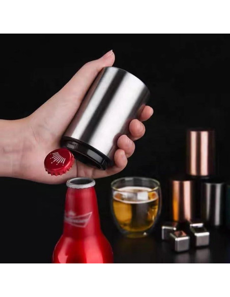 Abrebotellas Automático SAMADEX de Acero Inoxidable Rojo