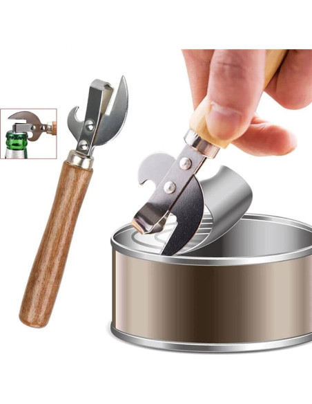 Abrelatas y Sacacorchos TEAMWILL 2 Piezas Acero Inoxidable
