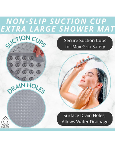 Tapete de Ducha Antideslizante ENKOSI 119x81 cm Gris