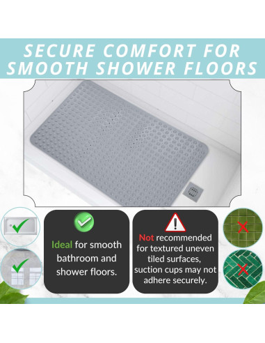 Tapete de Ducha Antideslizante ENKOSI 119x81 cm Gris