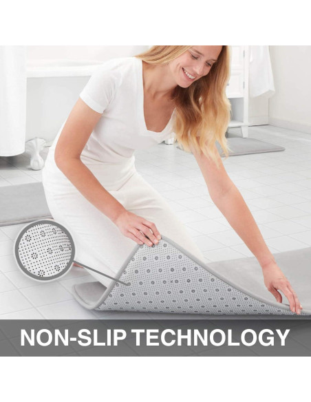 Alfombra de Baño Genteele Espuma de Memoria Antideslizante 81x51cm Plata