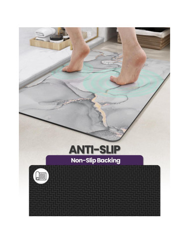 Alfombra de baño DEXI antideslizante 43x17 cm gris claro
