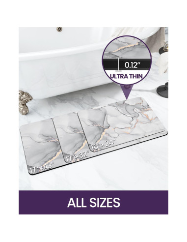 Alfombra de baño DEXI antideslizante 43x17 cm gris claro