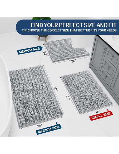 Alfombra de baño Arotive Chenille 76x50 cm gris claro