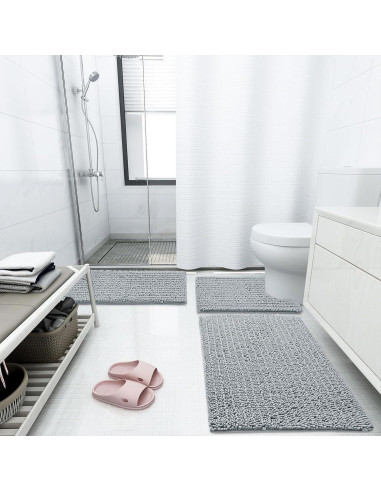 Alfombra de baño Arotive Chenille 76x50 cm gris claro