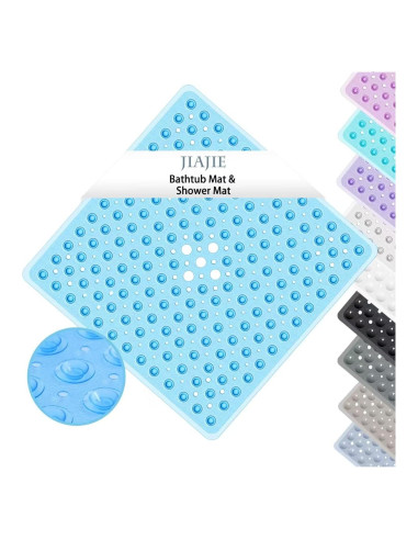 Alfombra Antideslizante Jiajie 53x53 cm Ducha Azul PVC