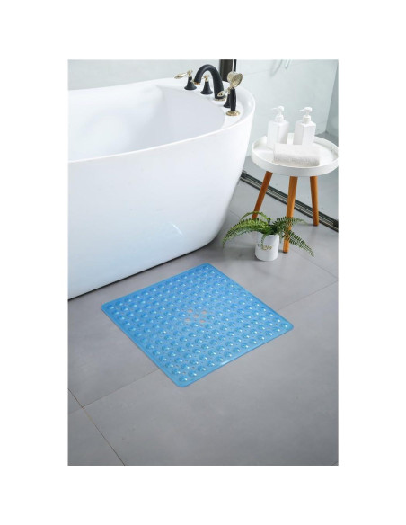 Alfombra Antideslizante Jiajie 53x53 cm Ducha Azul PVC