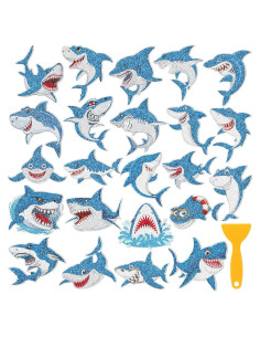 Calcomanías Antideslizantes Tiburón Yaomiao 24 Pcs Azul