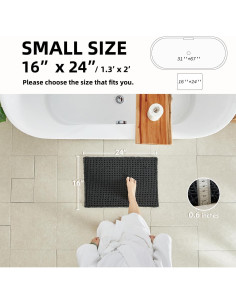 Alfombra de baño antideslizante TYUU negra 61x41 cm 2