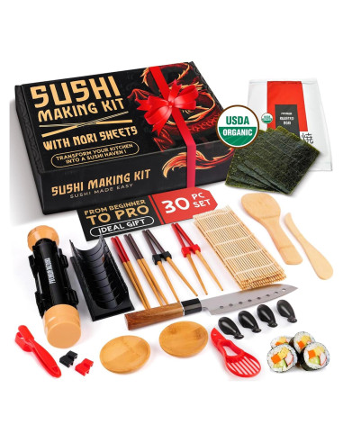 Kit de Hacer Sushi Primely con Bazooka y Estera de Bambú