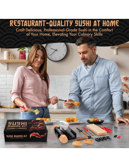Kit de Hacer Sushi Primely con Bazooka y Estera de Bambú