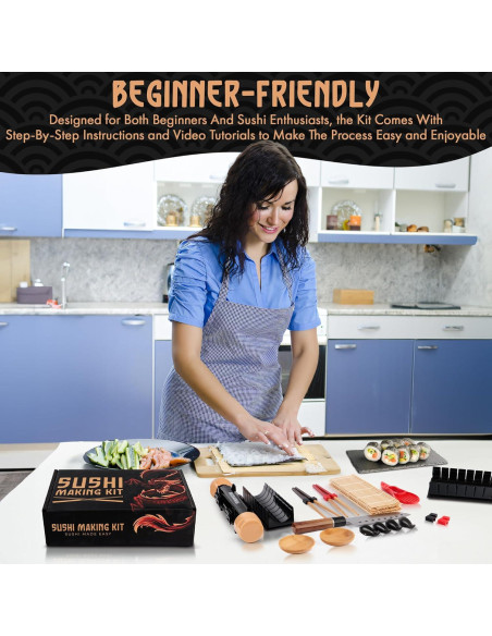 Kit de Hacer Sushi Primely con Bazooka y Estera de Bambú