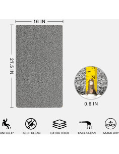Alfombra de Baño Antideslizante Rzoysia Gris 40x68 cm 2