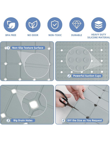 Alfombrilla de Ducha Antideslizante MeimeiDe 53x53 cm Gris