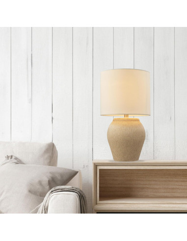 Lámpara de Mesa Cerámica GLOBE Electric 43 cm Beige Suave