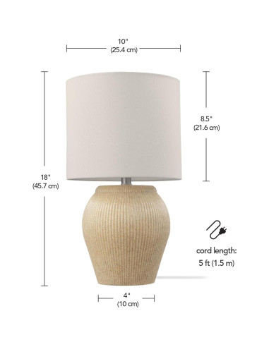 Lámpara de Mesa Cerámica GLOBE Electric 43 cm Beige Suave