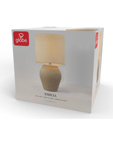 Lámpara de Mesa Cerámica GLOBE Electric 43 cm Beige Suave