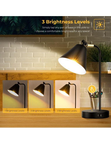 Lámpara de Escritorio Regulable Brightever con USB y AC