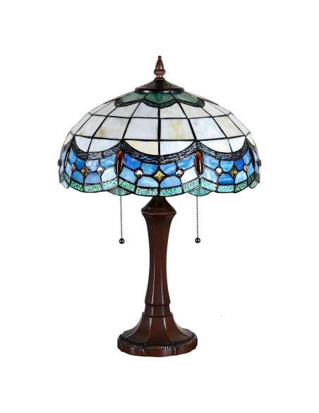 Lámpara de Mesa Tiffany DOCHEER 40 cm Vidrio Tinte Azul