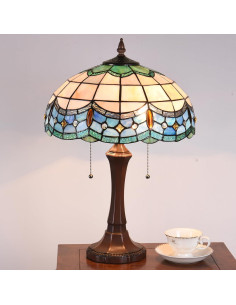 Lámpara de Mesa Tiffany DOCHEER 40 cm Vidrio Tinte Azul 2