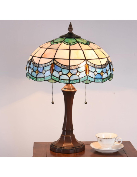 Lámpara de Mesa Tiffany DOCHEER 40 cm Vidrio Tinte Azul