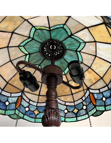 Lámpara de Mesa Tiffany DOCHEER 40 cm Vidrio Tinte Azul