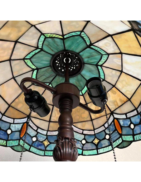 Lámpara de Mesa Tiffany DOCHEER 40 cm Vidrio Tinte Azul