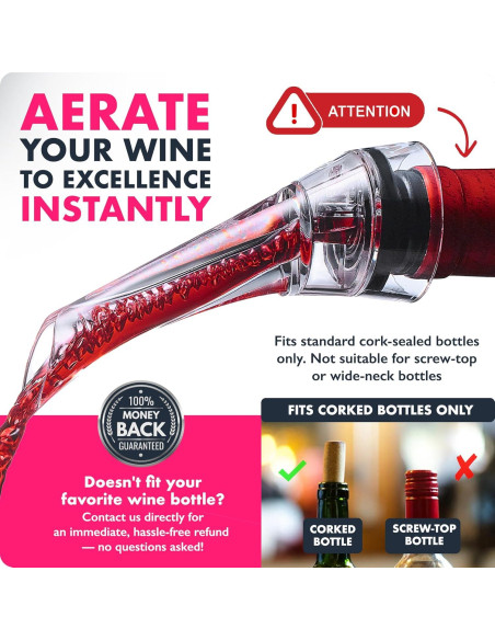 Aerador de Vino Profesional VINABON con Vertedor Antigoteo