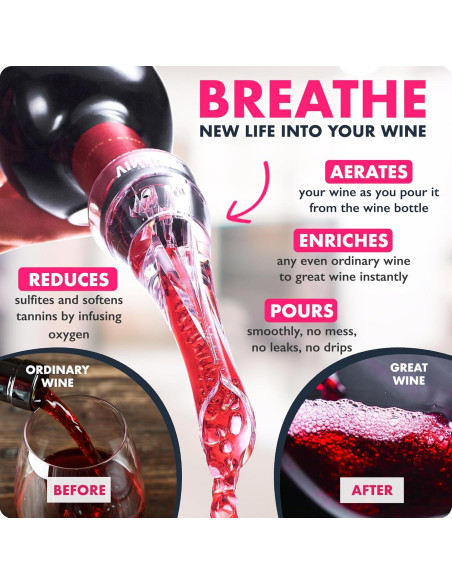 Aerador de Vino Profesional VINABON con Vertedor Antigoteo