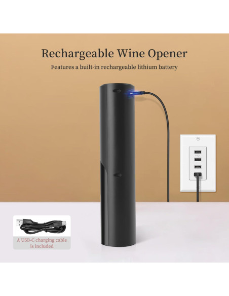 Sacacorchos Eléctrico ELMWAY Negro con Cortador y Tapones