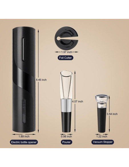 Sacacorchos Eléctrico ELMWAY Negro con Cortador y Tapones