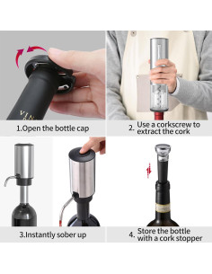 Juego de Abridores de Vino Eléctricos KIEKRO 4 en 1 Plata 2