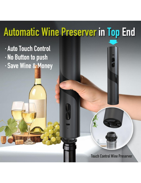 Abridor de Vino Eléctrico GenieX 6-en-1 con Base de Carga