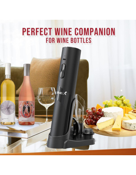 Abridor de Vino Eléctrico GenieX 6-en-1 con Base de Carga